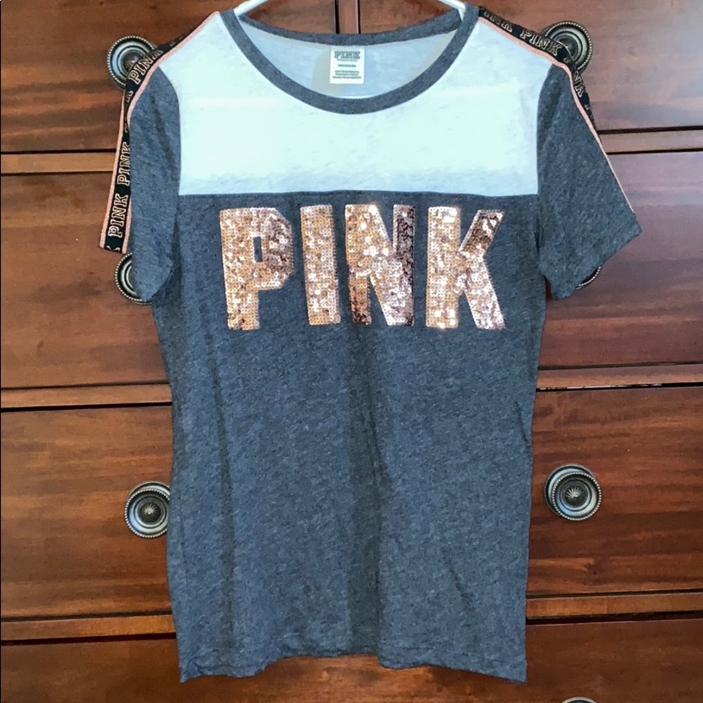 Gray with white, T-shirt